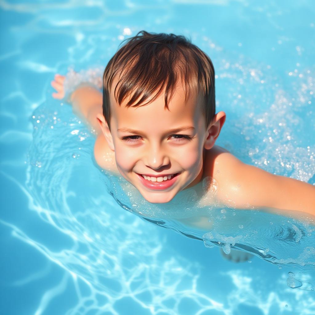 Young swimmer doing freestyle stroke